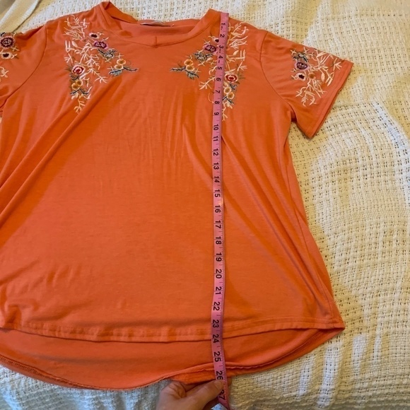 Misslook Orange T-Shirt With Colorful Embroidered Floral Detail Size XL (1153) - Picture 13 of 13